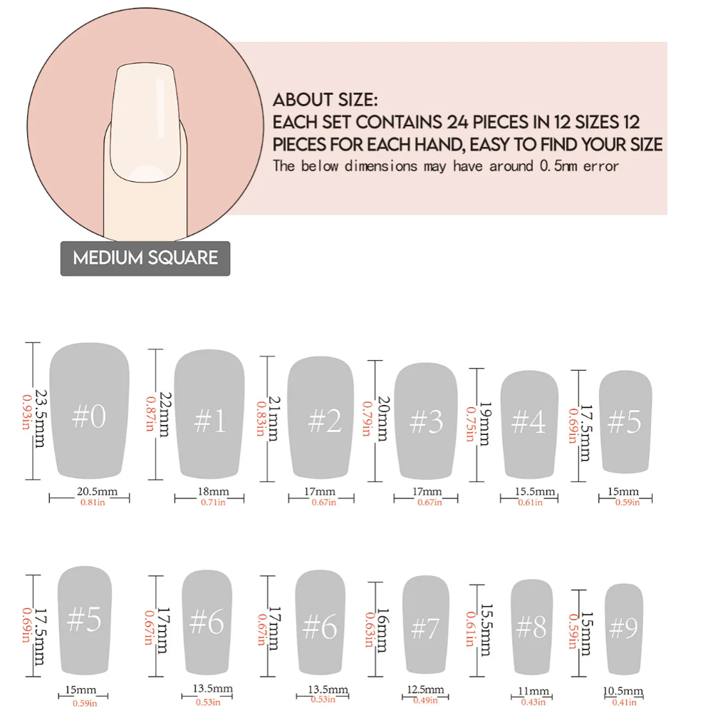 24pcs/Set Flowers Press-On Nails