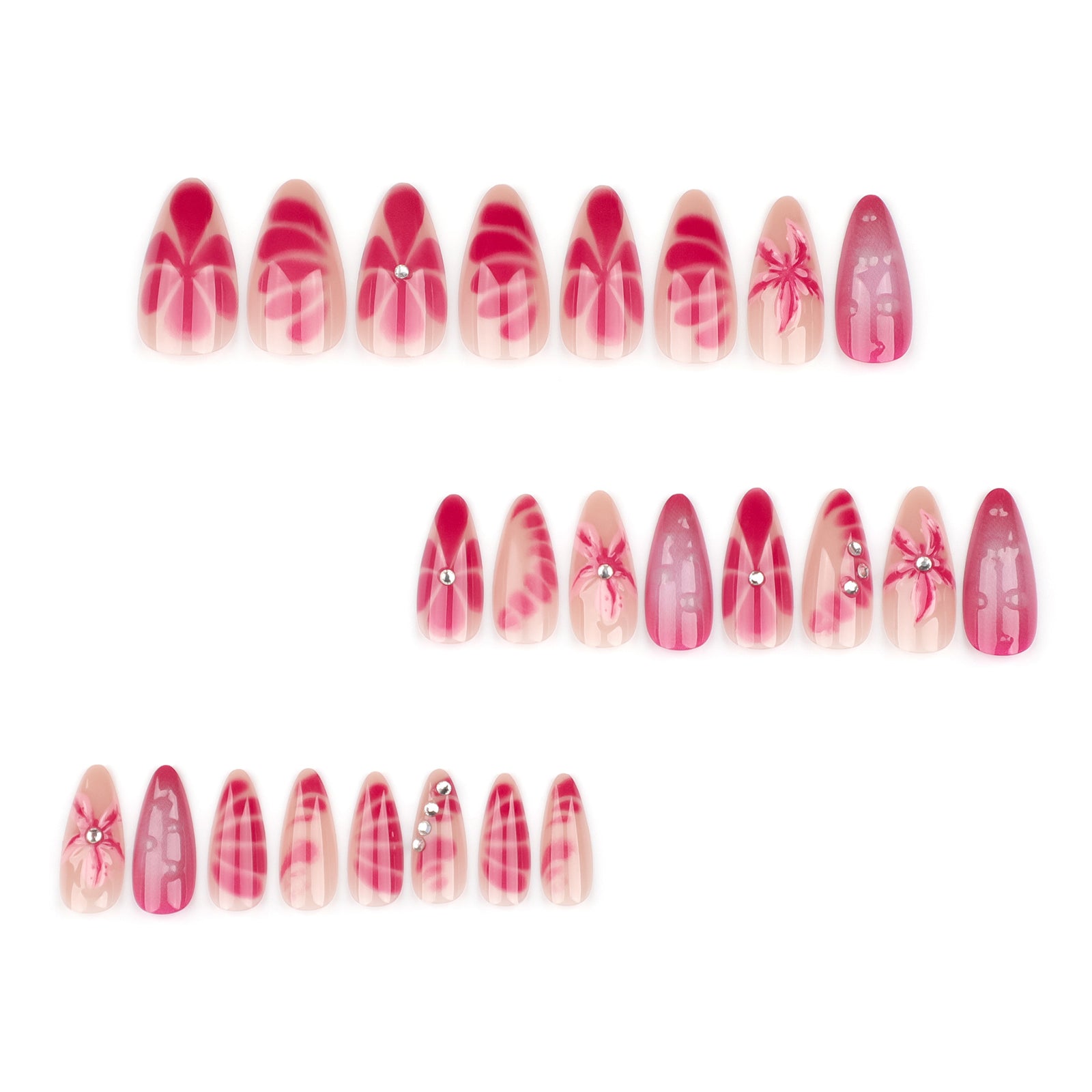 24pcs/Set 3D Floral Ombre Press-On Nails