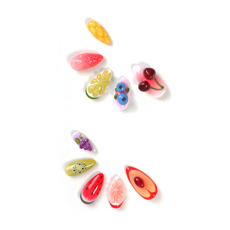 (Handmade) 10pcs/Set Spring Fruits Press-On Nails