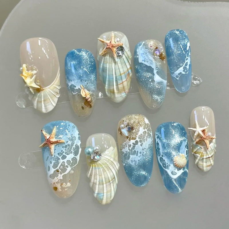30pcs/Set Beach Waves Starfish & Seashell Press-On Nails