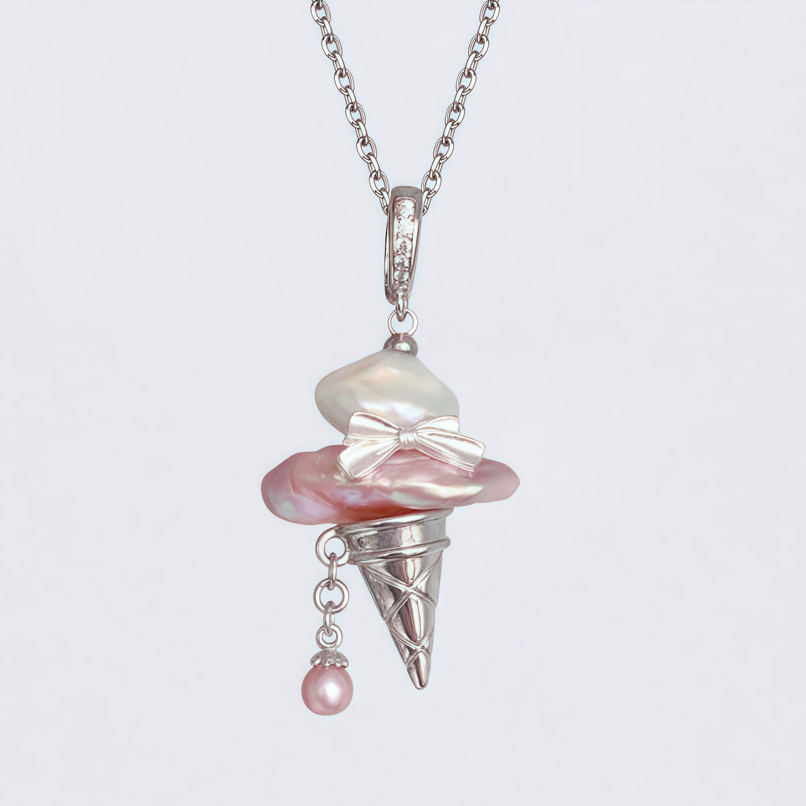 Ice Cream Cone Bowknot Baroque Pearl Necklace