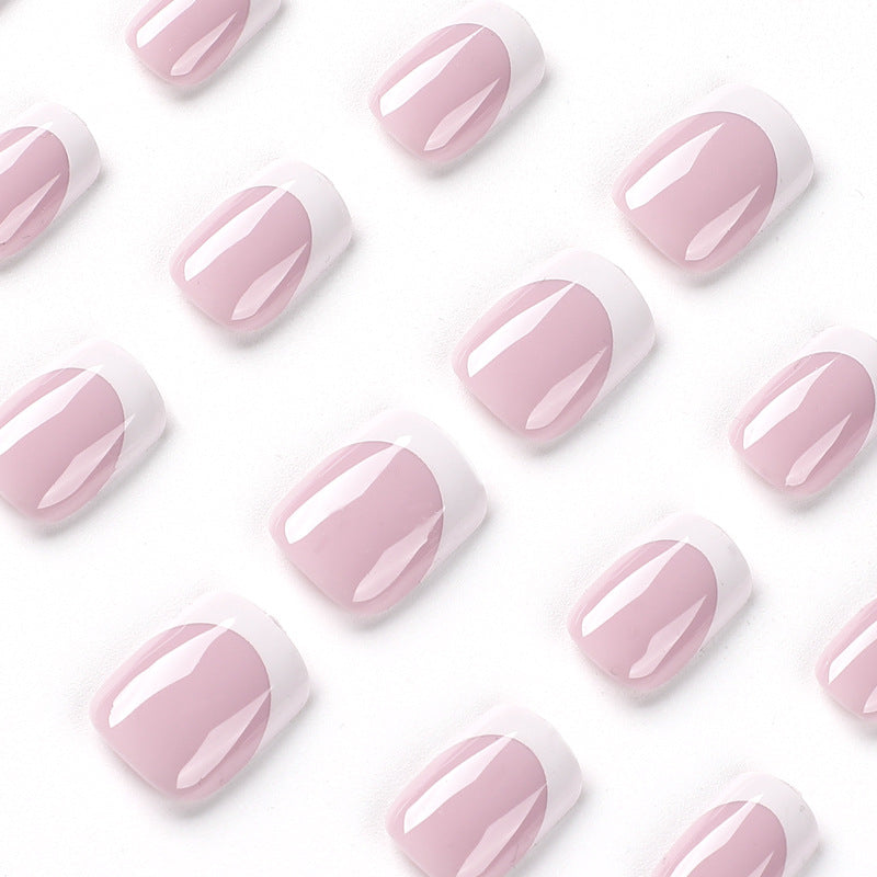 24pcs/Set White French Tip Short Press On Nails