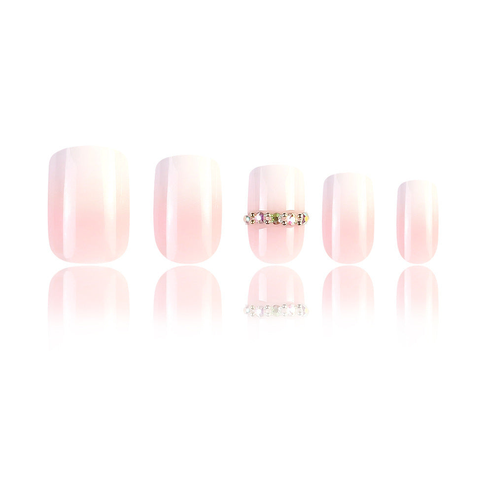 24pcs/Set Minimal White-Edge Jelly Pink Press-On Nails