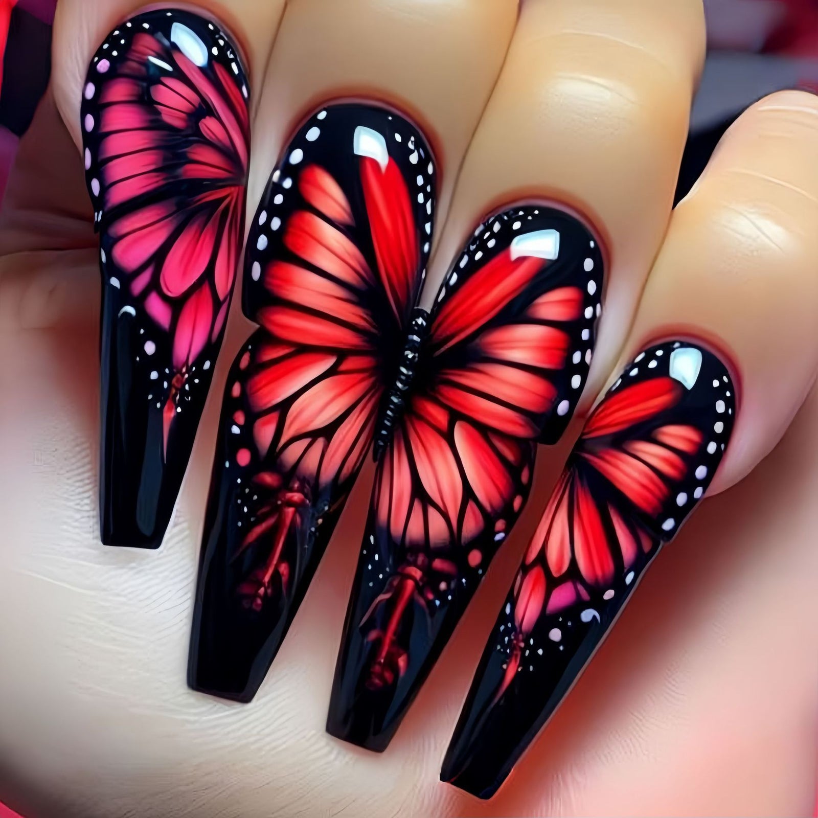 24pcs/Set Long Butterfly Press-On Nails