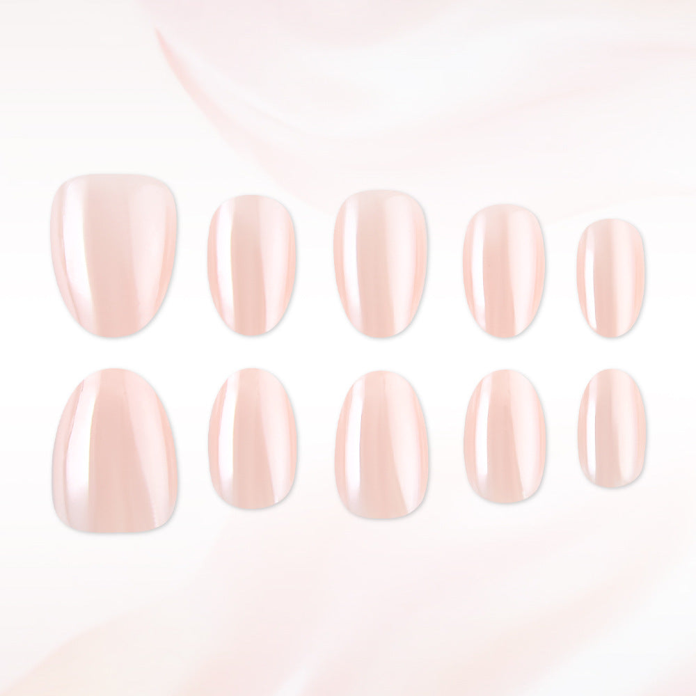 24pcs/Set Apricot Chrome Short Oval Press-On Nails