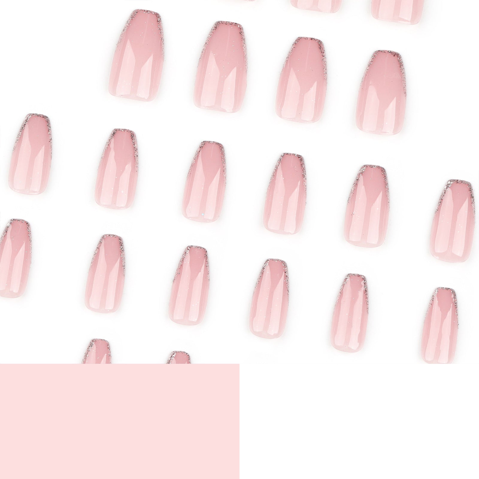 24pcs/Set Nude Pink French Glitter Press-On Nails