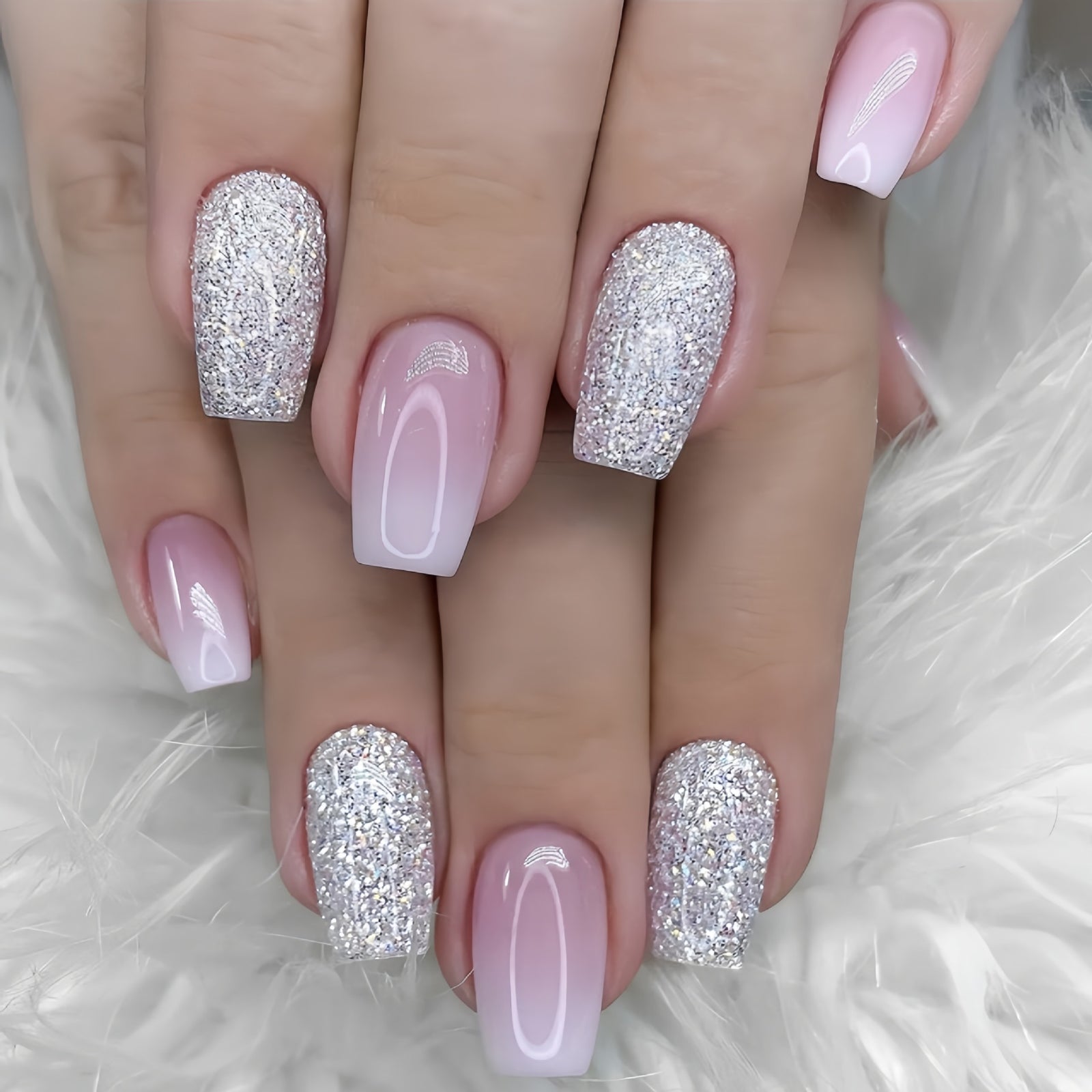 24pcs/Set Glitter Gradient Press-On Nails