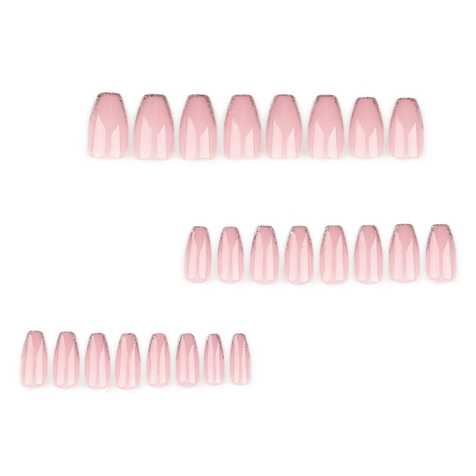 24pcs/Set Nude Pink French Glitter Press-On Nails