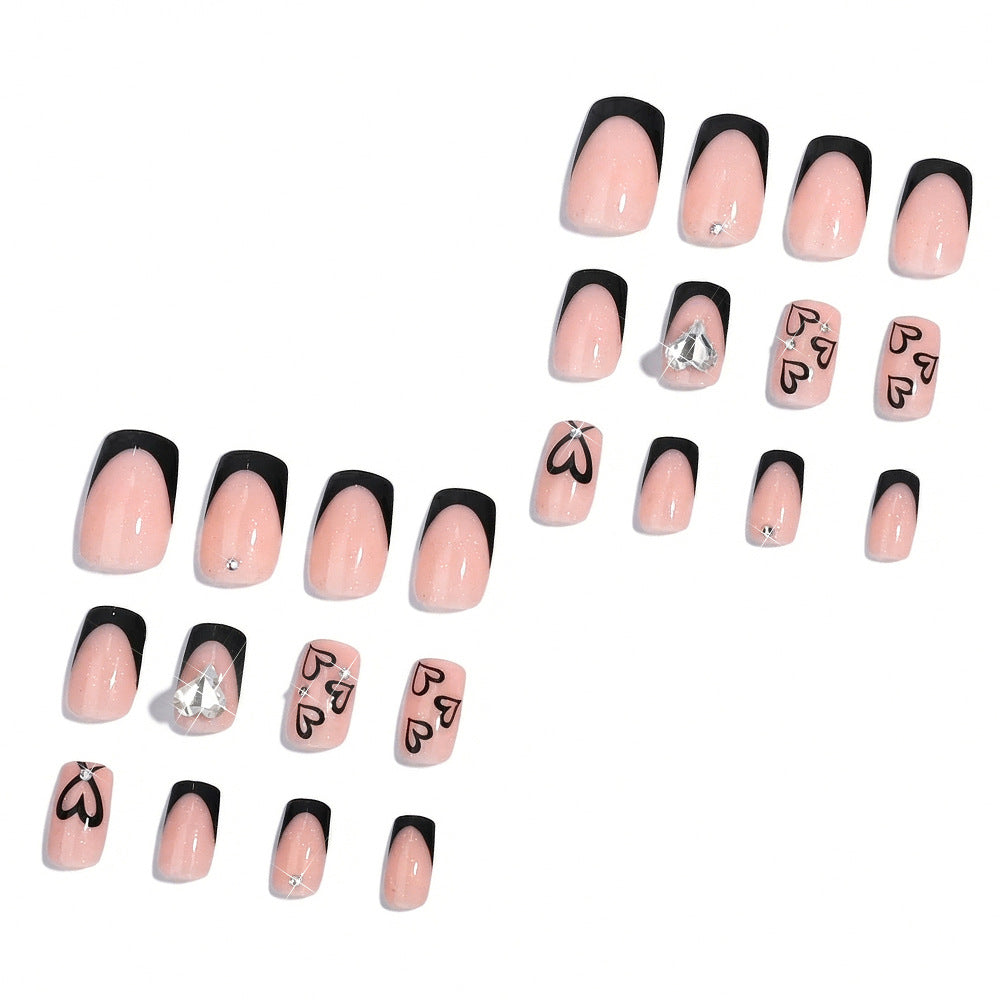 24pcs/Set Heart French Tips Press-On Nails