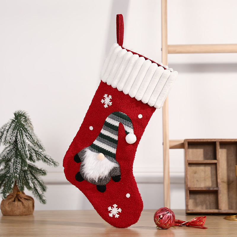 Embroidered Elderly Santa Christmas Stocking