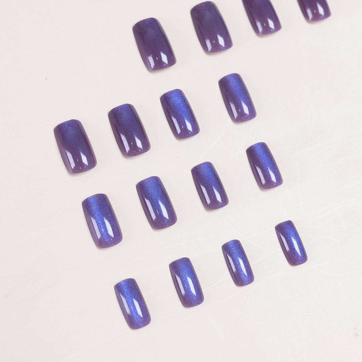 24pcs/Set Violet Cat Eye Press-On Nails