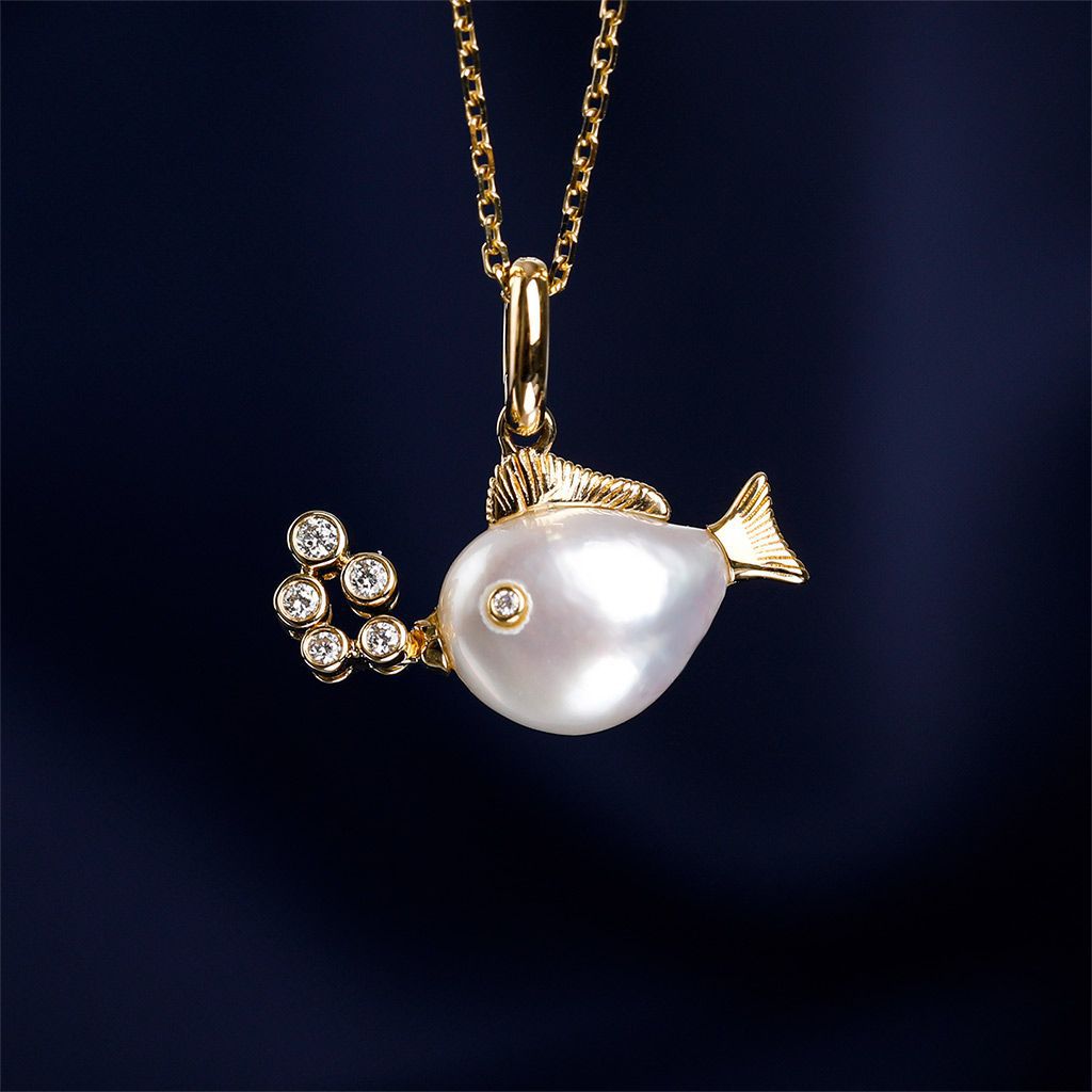 Whale & Goldfish Baroque Pearl Necklace