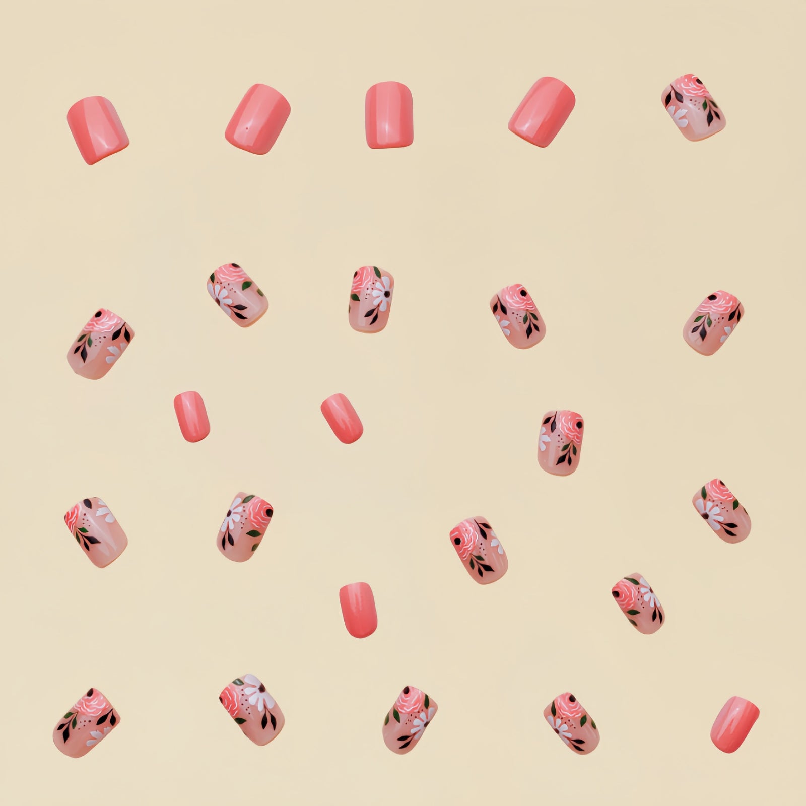 24pcs/Set Vintage Floral Press-On Nails