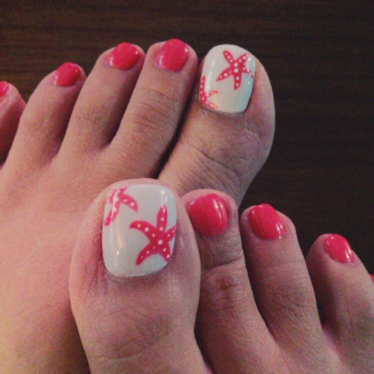 24pcs/Set Starfish Summer Press On Toe Nails