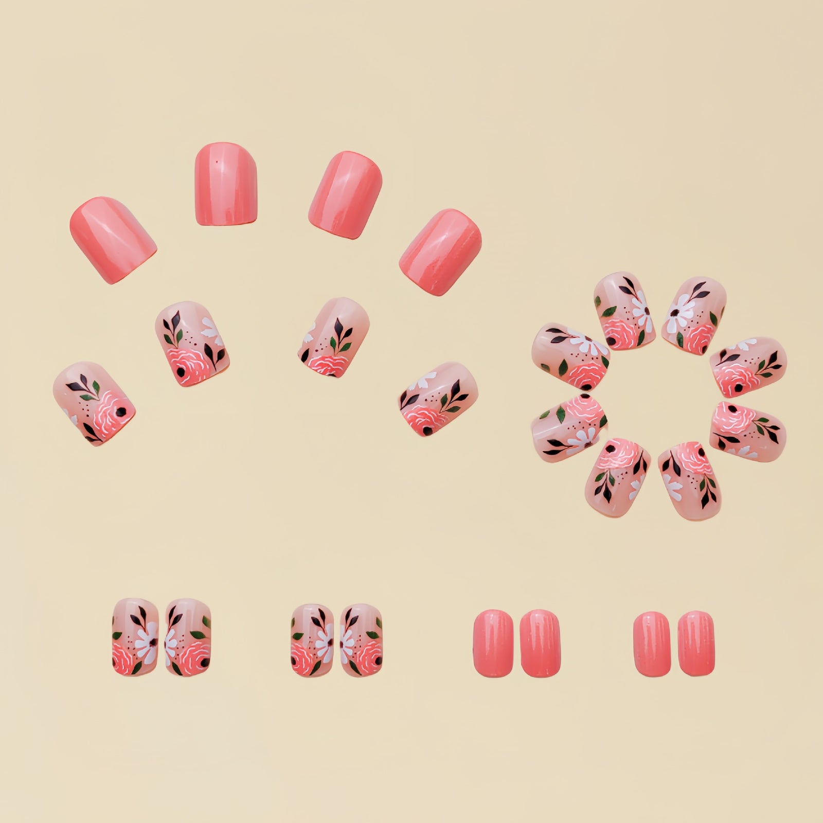 24pcs/Set Vintage Floral Press-On Nails