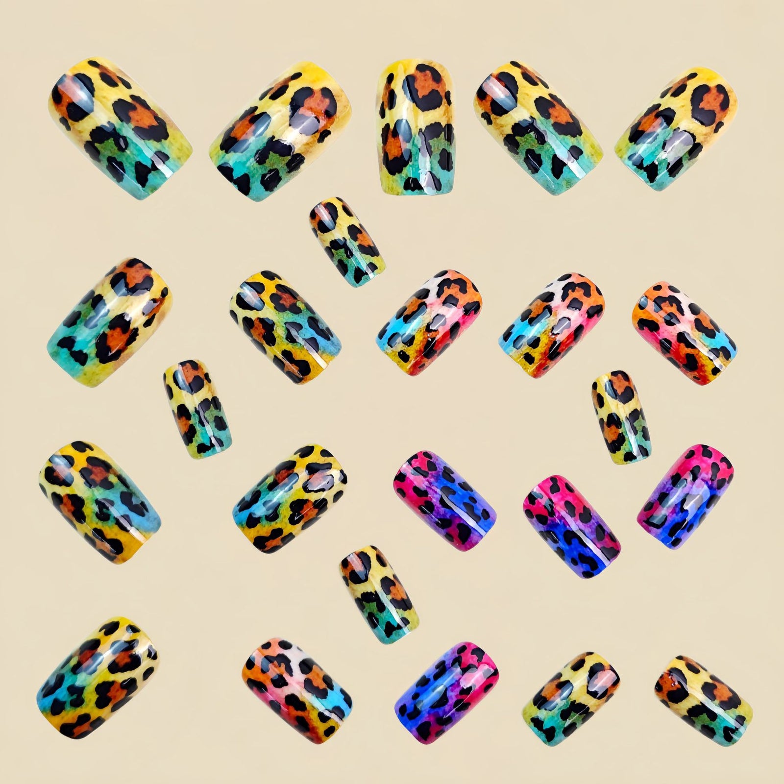 24pcs/Set Multicolor Leopard Press-On Nails