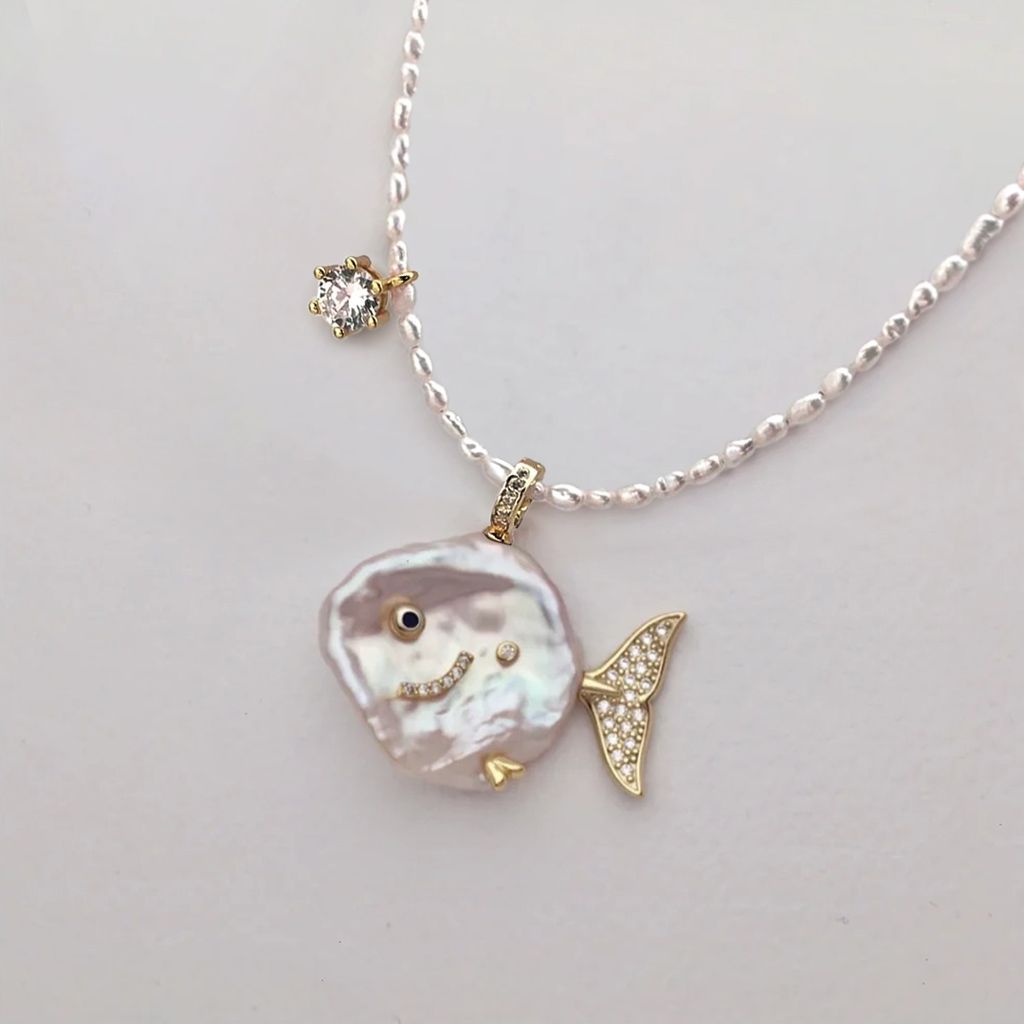 Whale & Goldfish Baroque Pearl Necklace