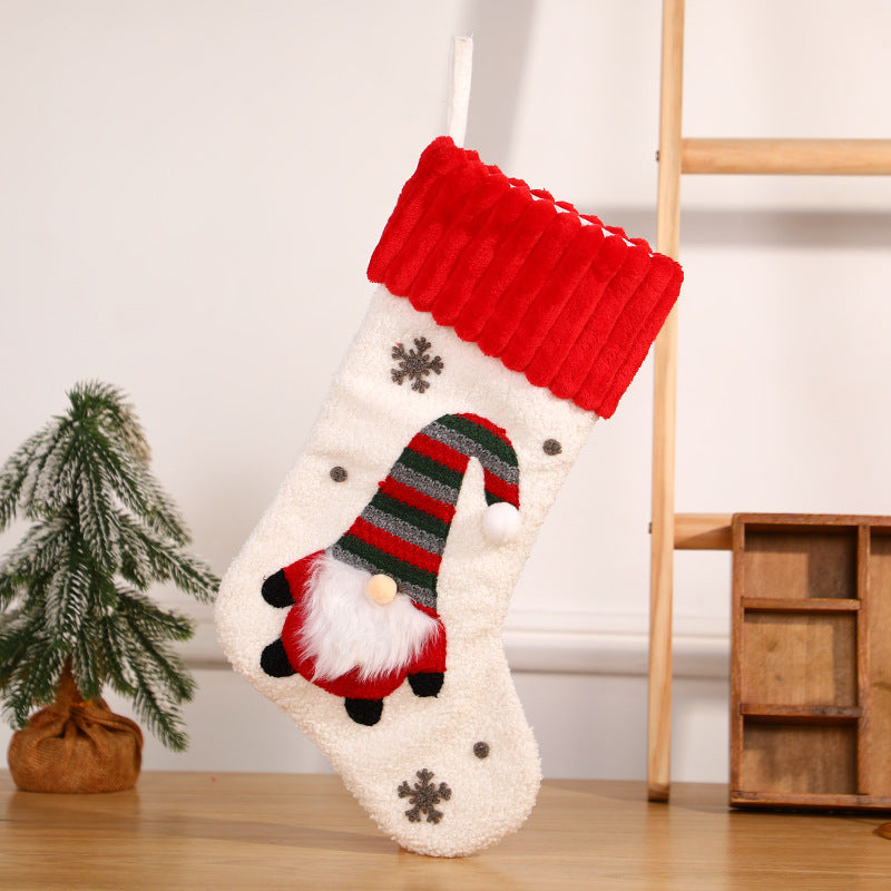 Embroidered Elderly Santa Christmas Stocking