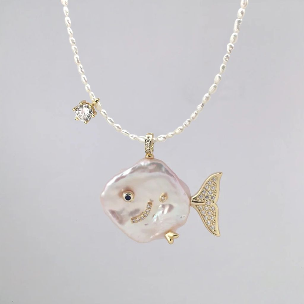 Whale & Goldfish Baroque Pearl Necklace