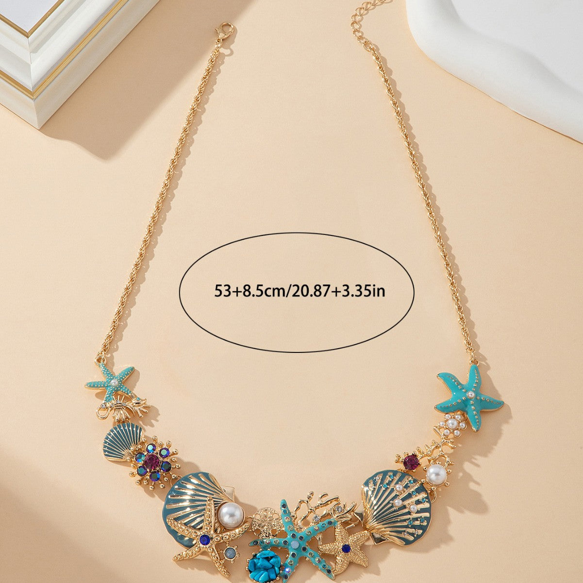 Shell, Starfish, Coral & Pearl Necklace