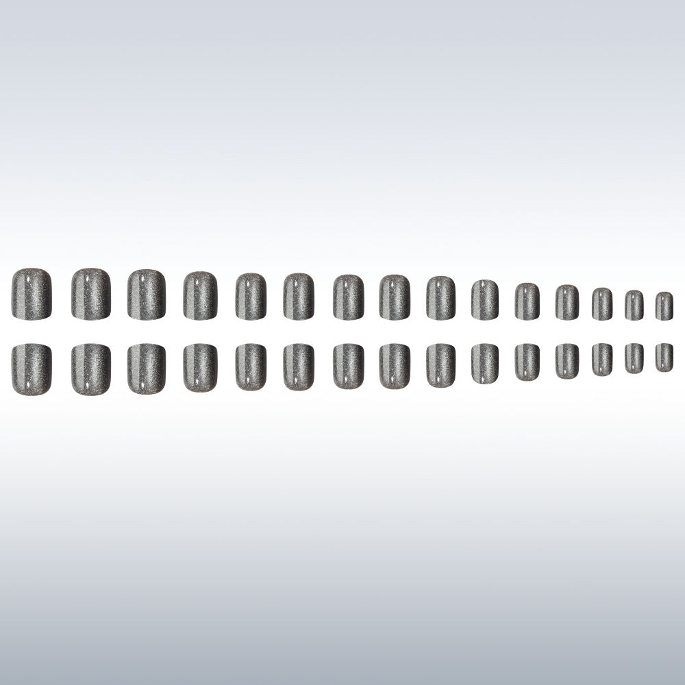 24pcs/Set Gray Cat Eye Press-On Nails