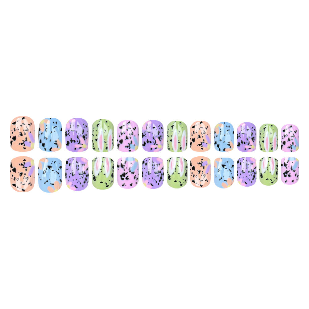 24pcs/Set Speckled Eggshell Bunny Press-On Nails