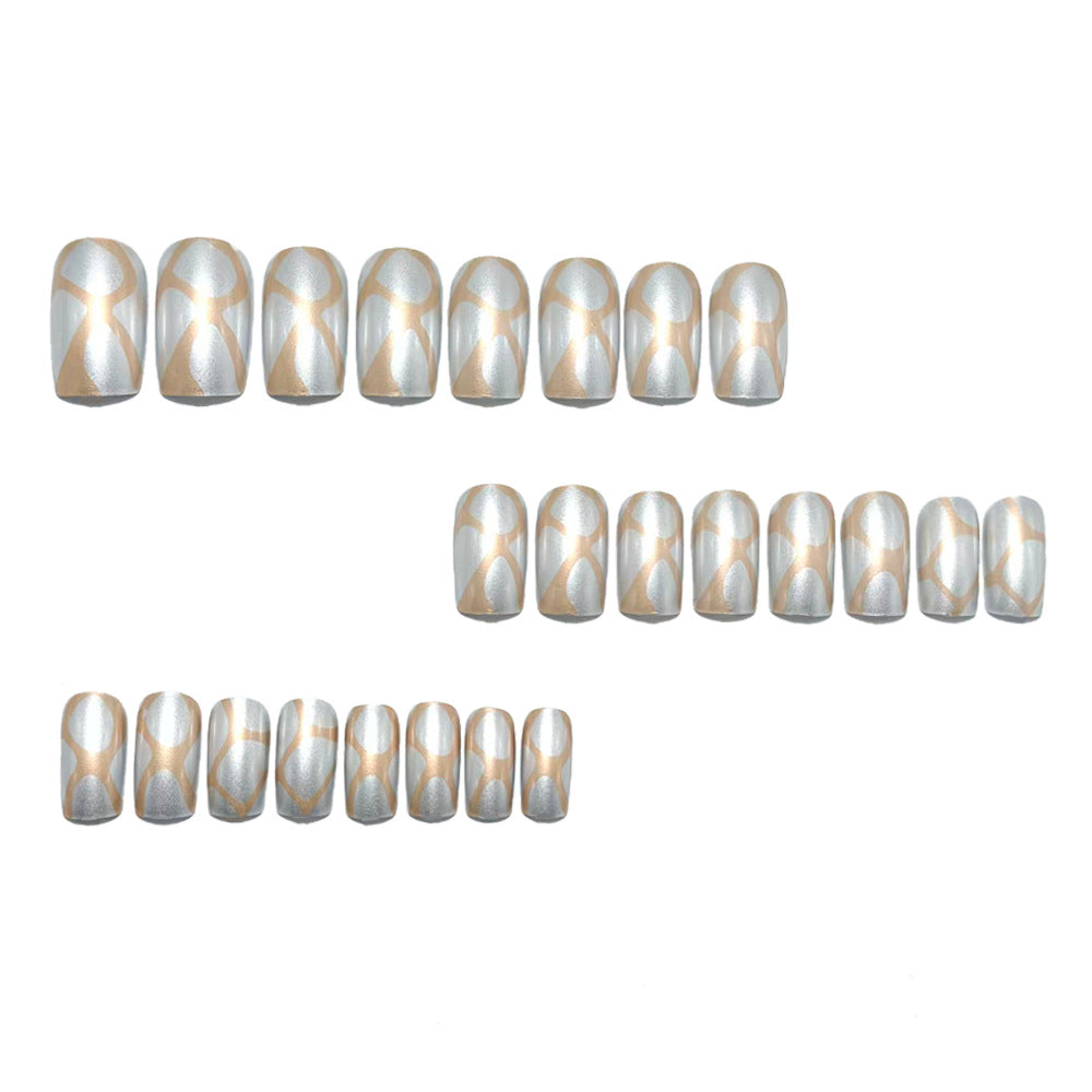 24pcs/Set Geometric Stripes Press-On Nails