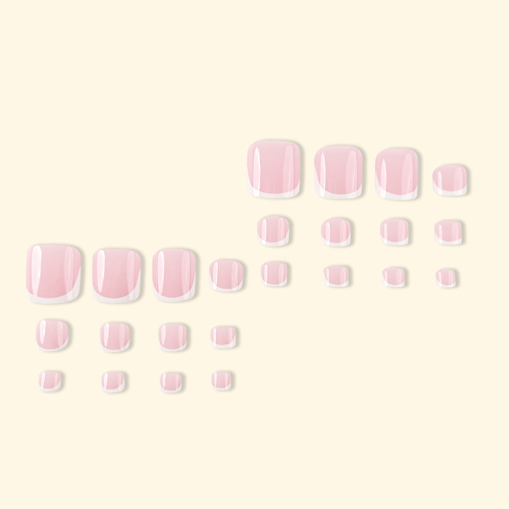 24pcs/Set Minimalist French White Tip Press On Toe Nails