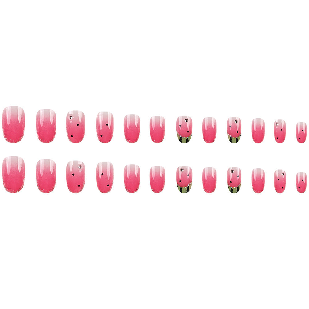 24pcs/Set Watermelon Pattern Press-On Nails