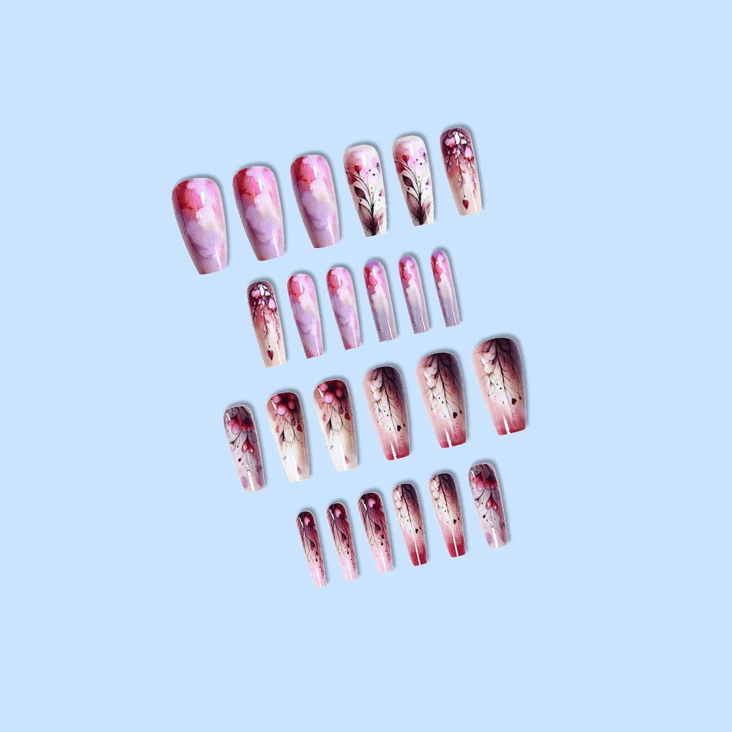 24pcs/Set Flowers Hearts Plants Press-On Nails