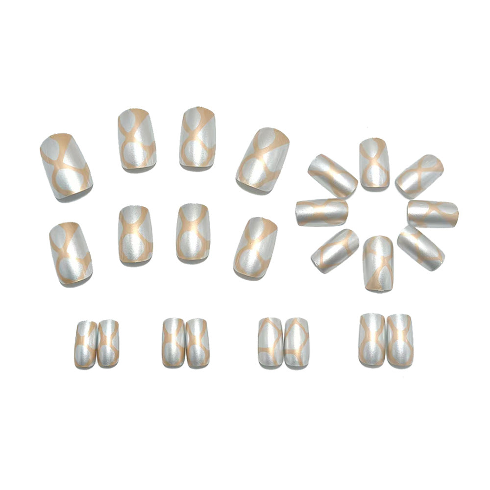 24pcs/Set Geometric Stripes Press-On Nails