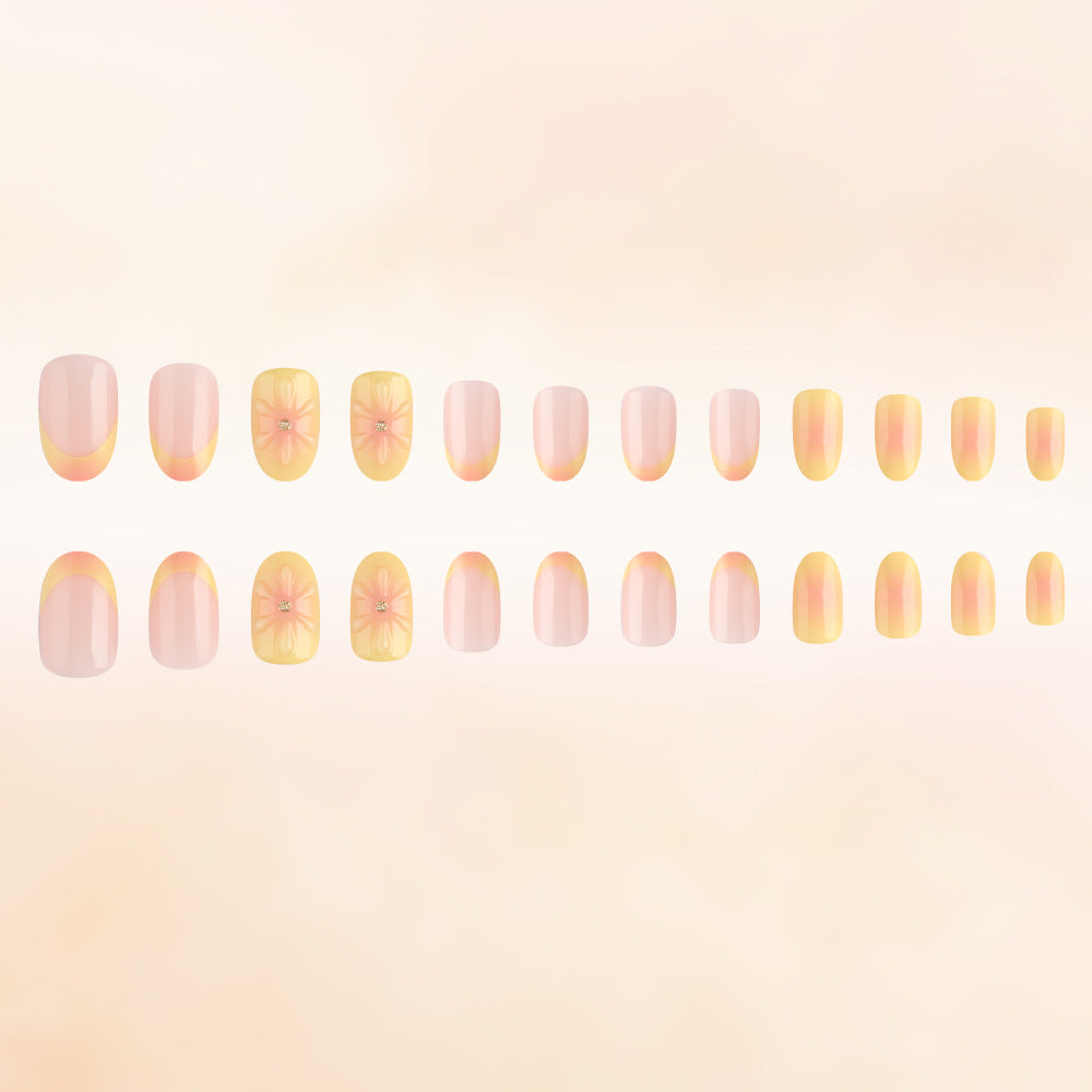 24pcs/Set 3D Floral Press-On Nails