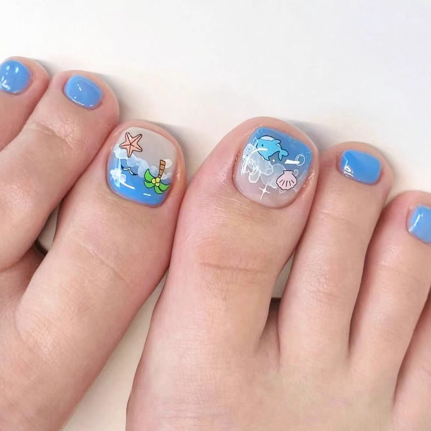24pcs/Set Stitch (Lilo & Stitch) Press On Toe Nails