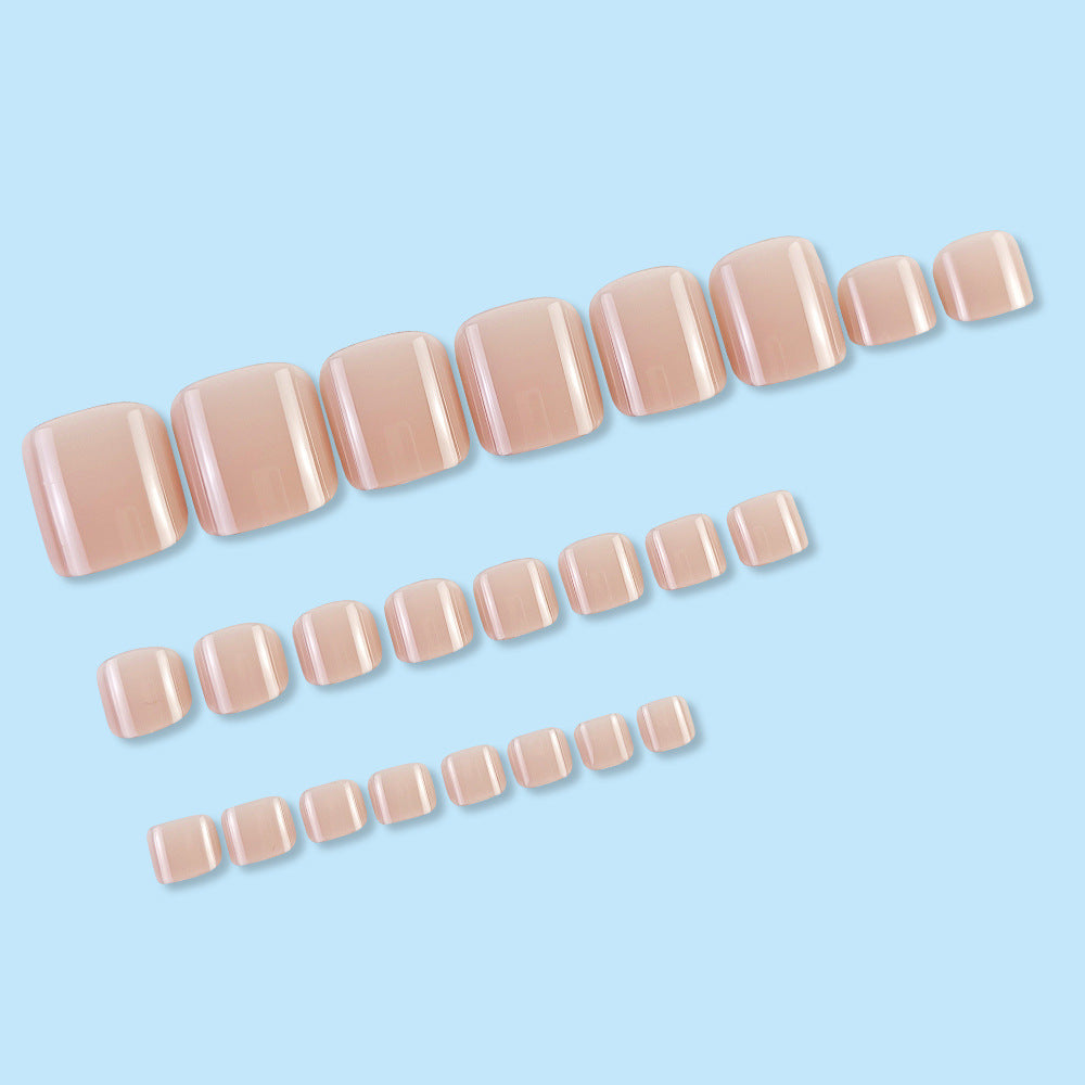 24pcs/Set Sheer Nude Pink Press On Toe Nails