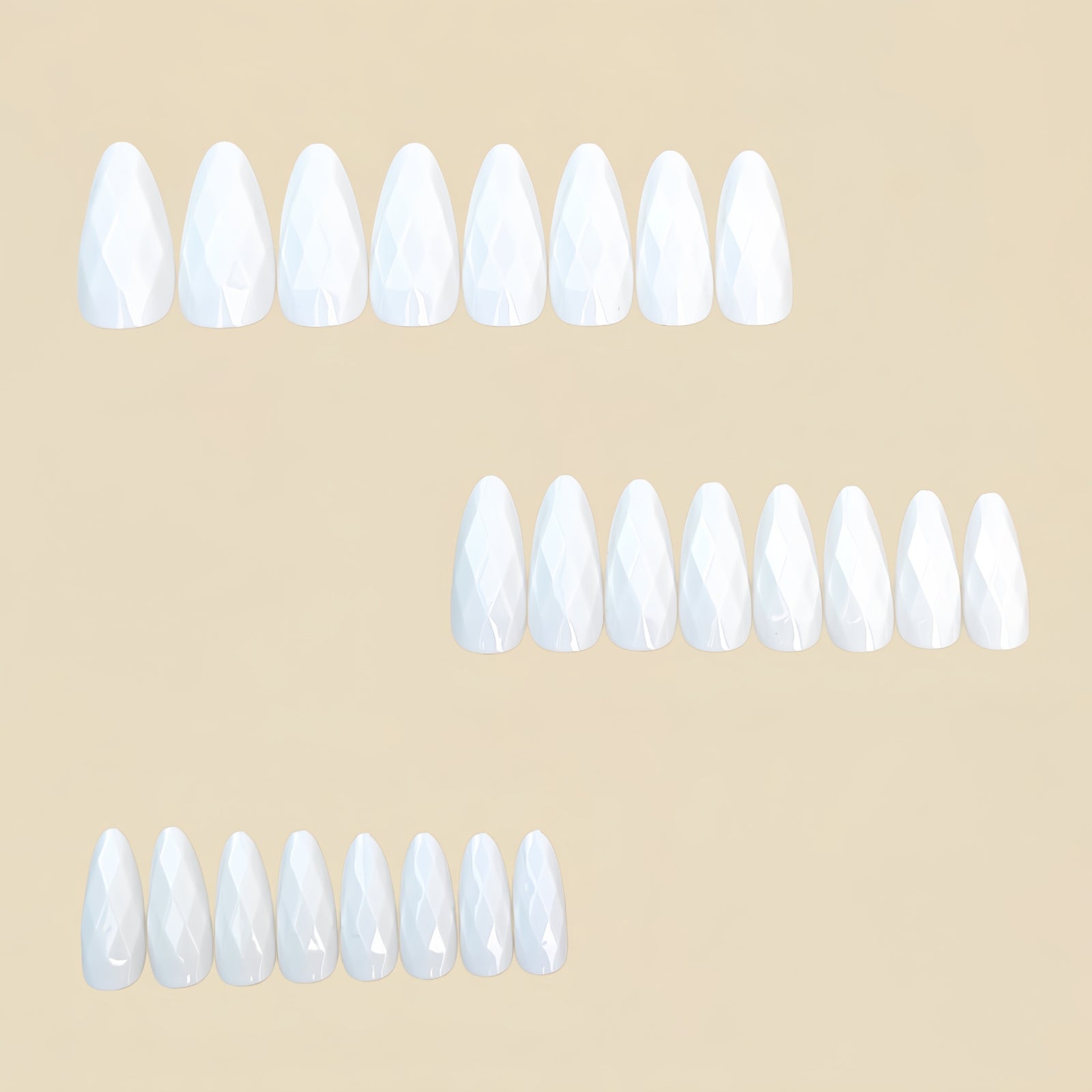 24pcs/Set Solid White Diamond-Shaped Press-On Nails