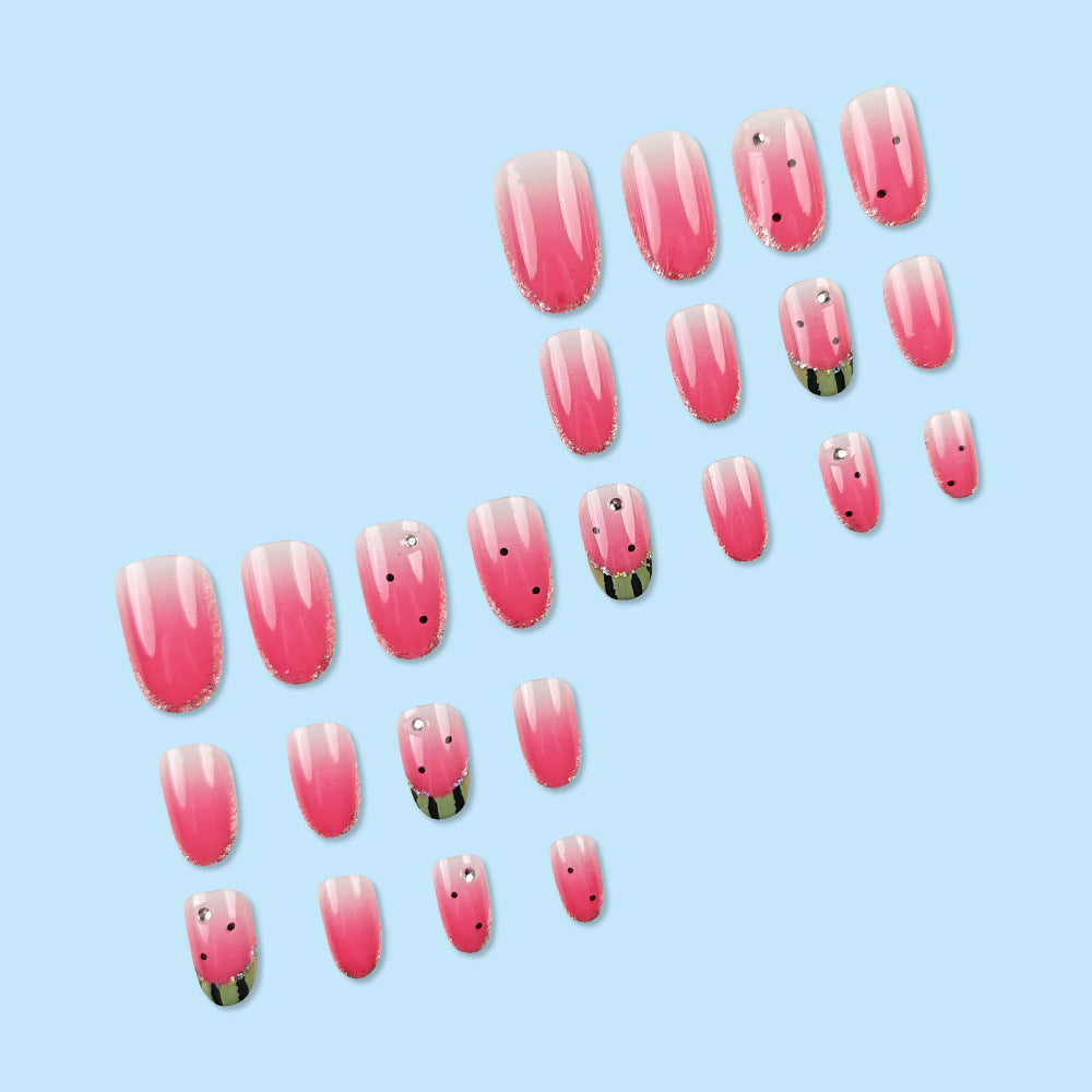 24pcs/Set Watermelon Pattern Press-On Nails