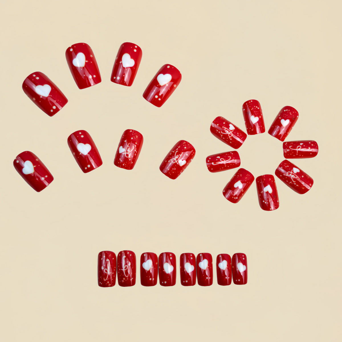 24pcs/Set Valentine’s Heart Press-On Nails