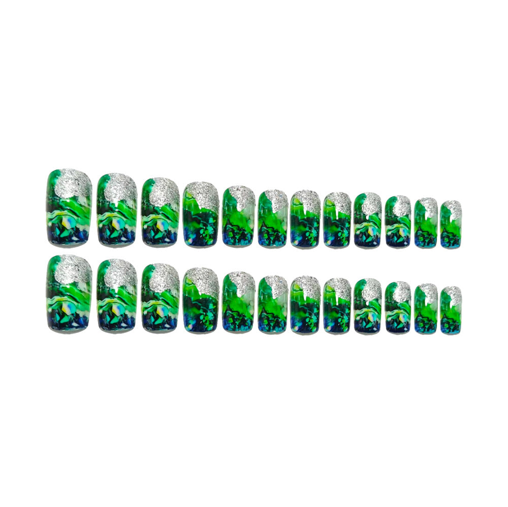 24pcs/Set Deep Green Ombre Press-On Nails