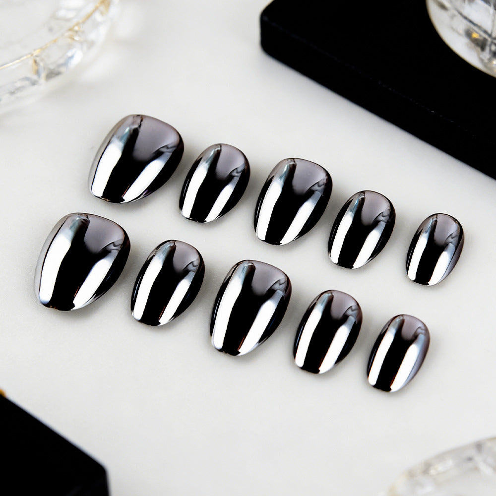 24pcs/Set Black Chrome Press-On Nails