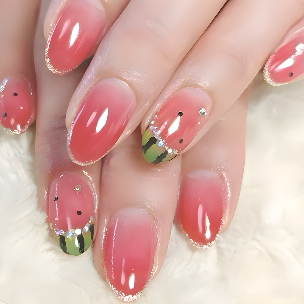 24pcs/Set Watermelon Pattern Press-On Nails