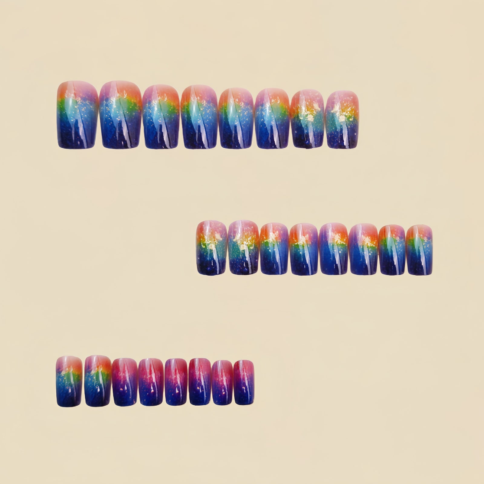 24pcs/Set Colorful Ombre Marble Press-On Nails