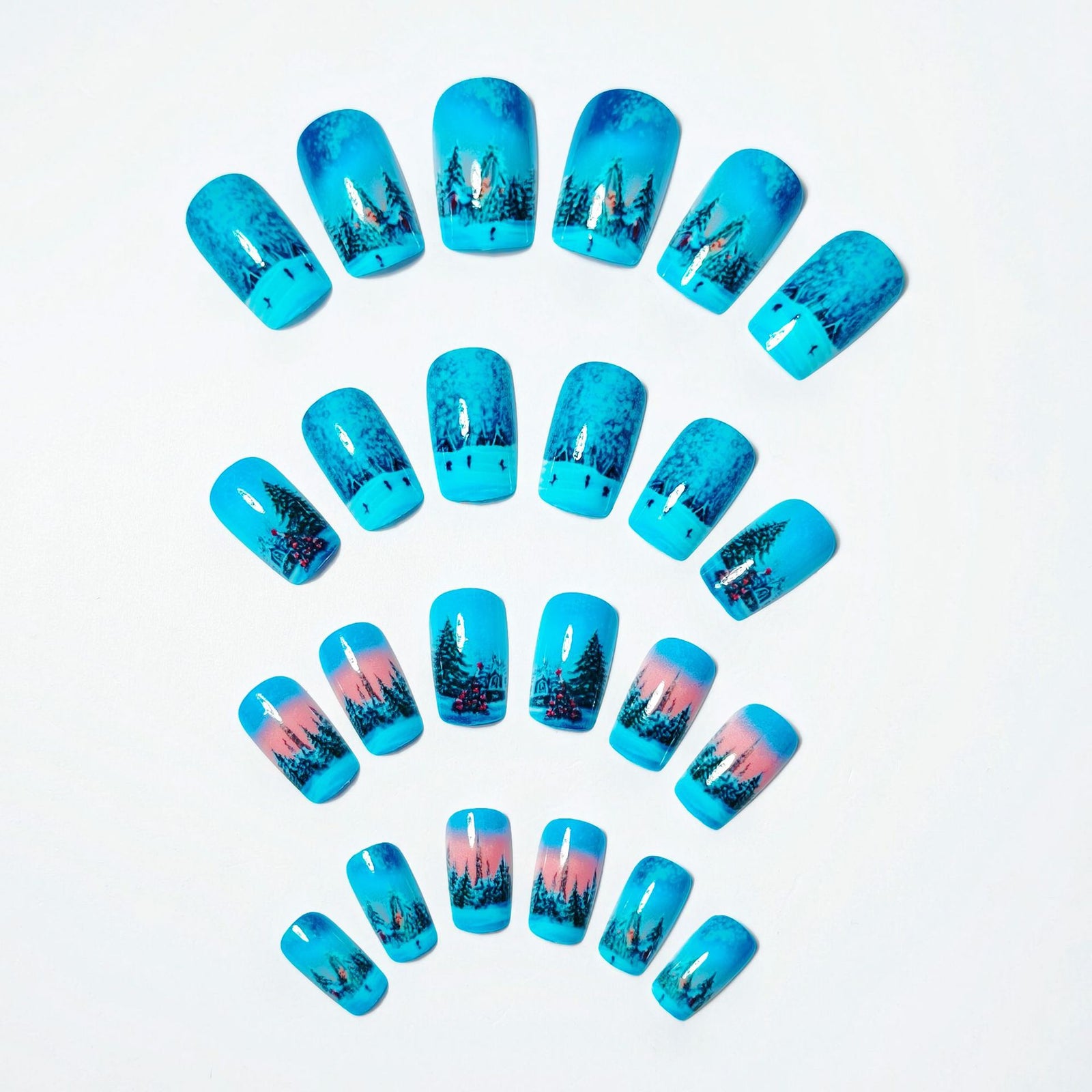 24pcs/Set Reindeer Snowflake Christmas Tree Press-On Nails