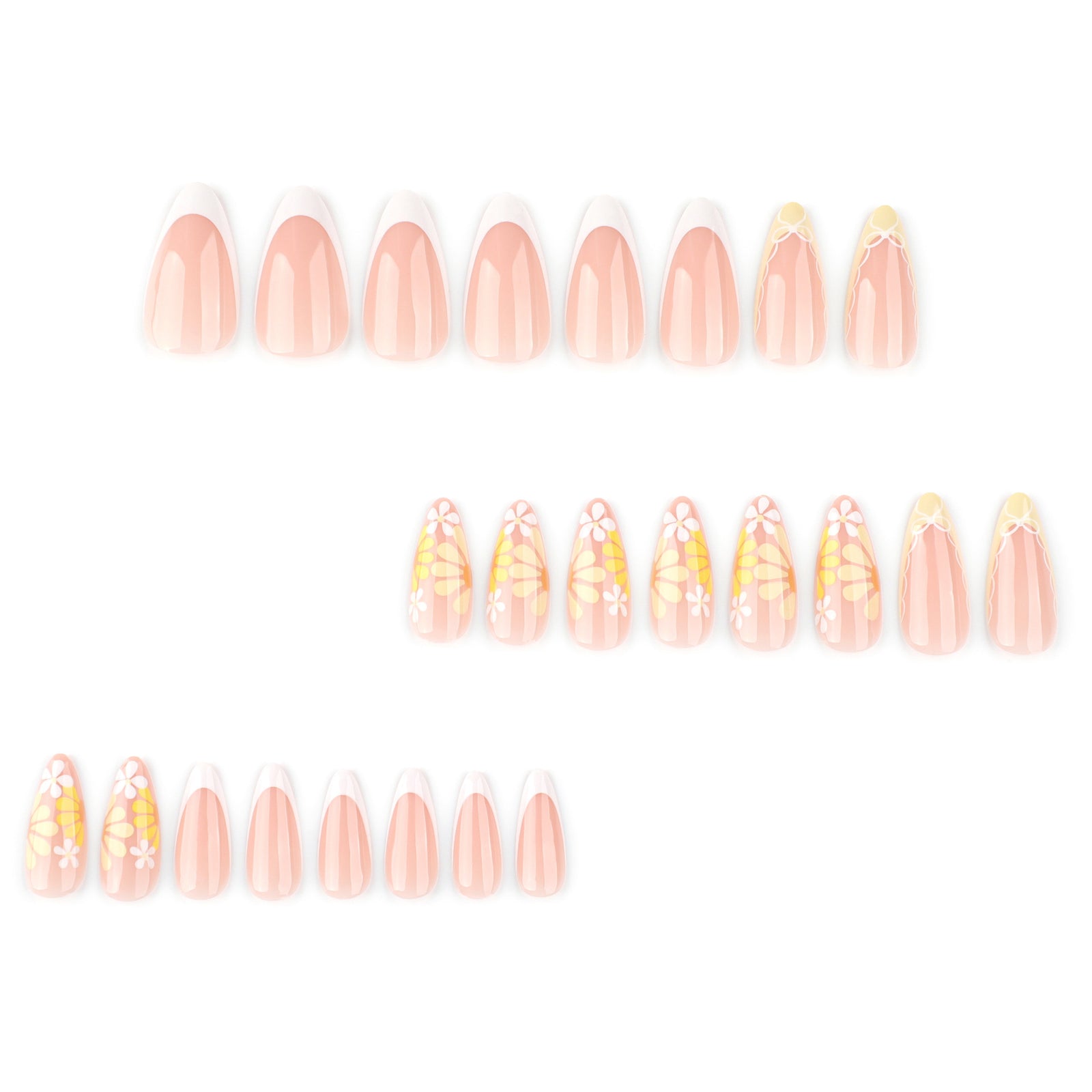 24pcs/Set Fresh Floral French Press-On Nails