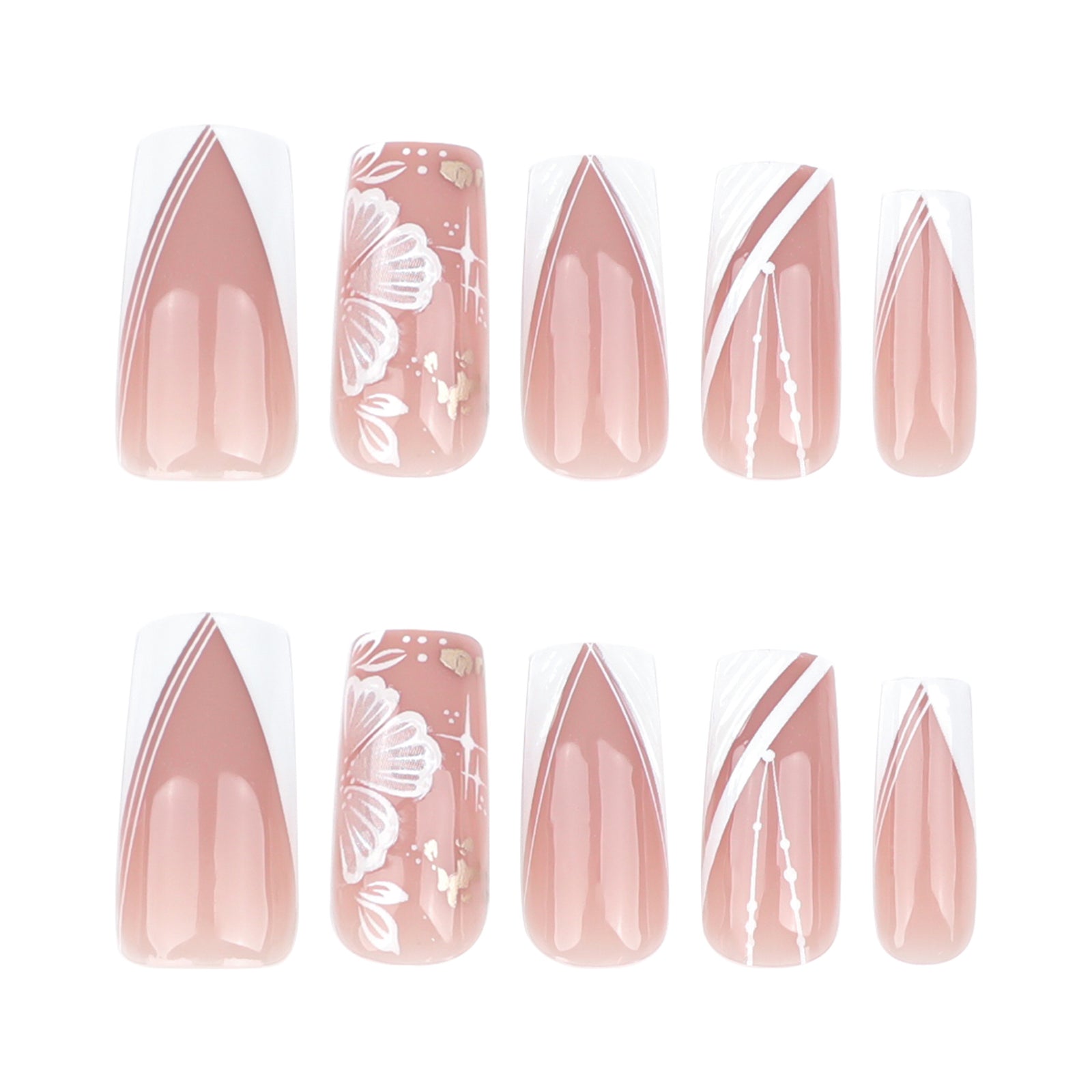 24pcs/Set Floral Heart French Press-On Nails