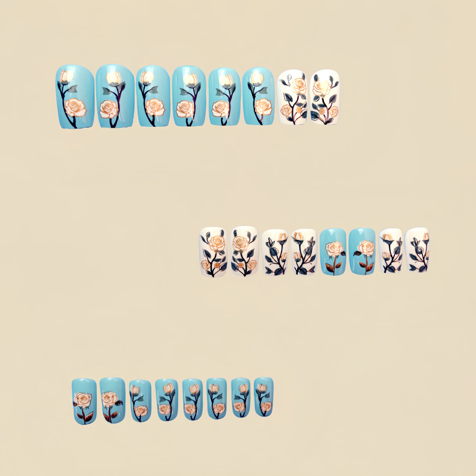 24pcs/Set Golden flower Press-On Nail