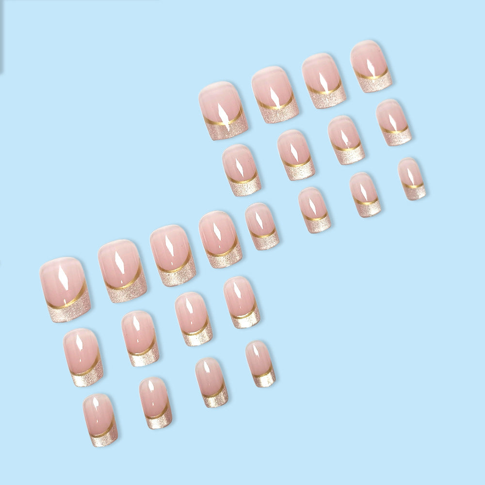24pcs/Set Pink French Cat Eye Press-On Nails