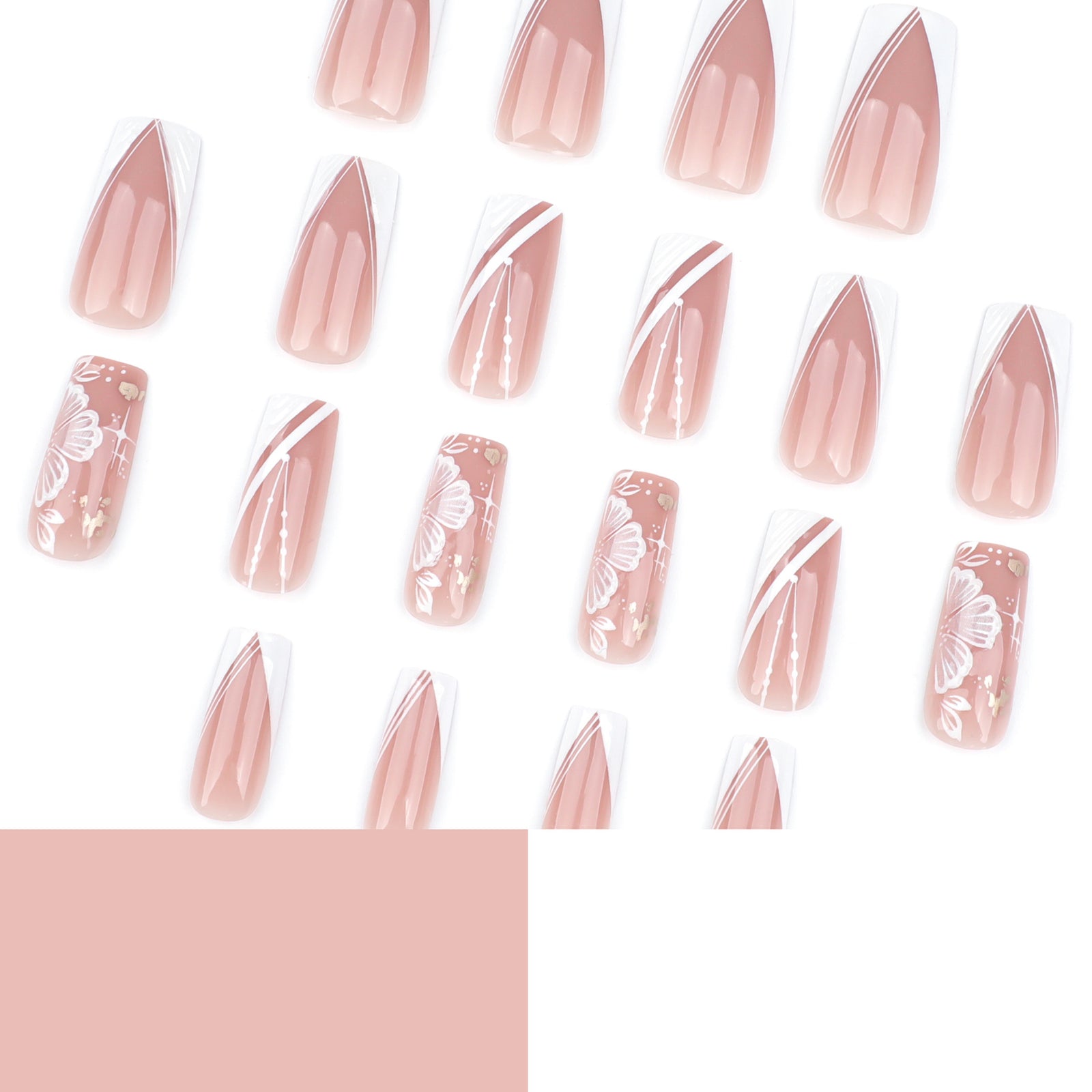 24pcs/Set Floral Heart French Press-On Nails