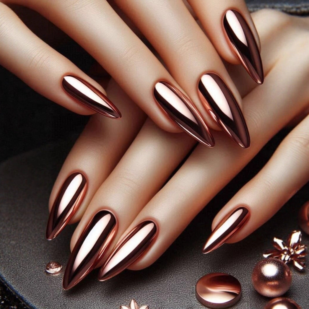 24pcs/Set Pink Chrome Press-On Nails