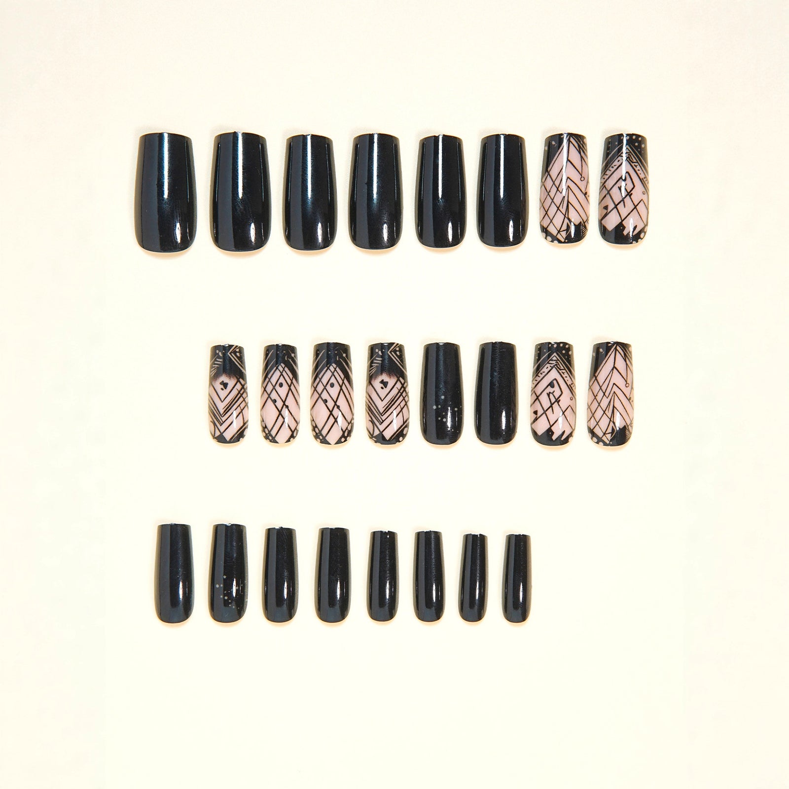 24pcs/Set Black Hollow Butterfly Wings Press-On Nails