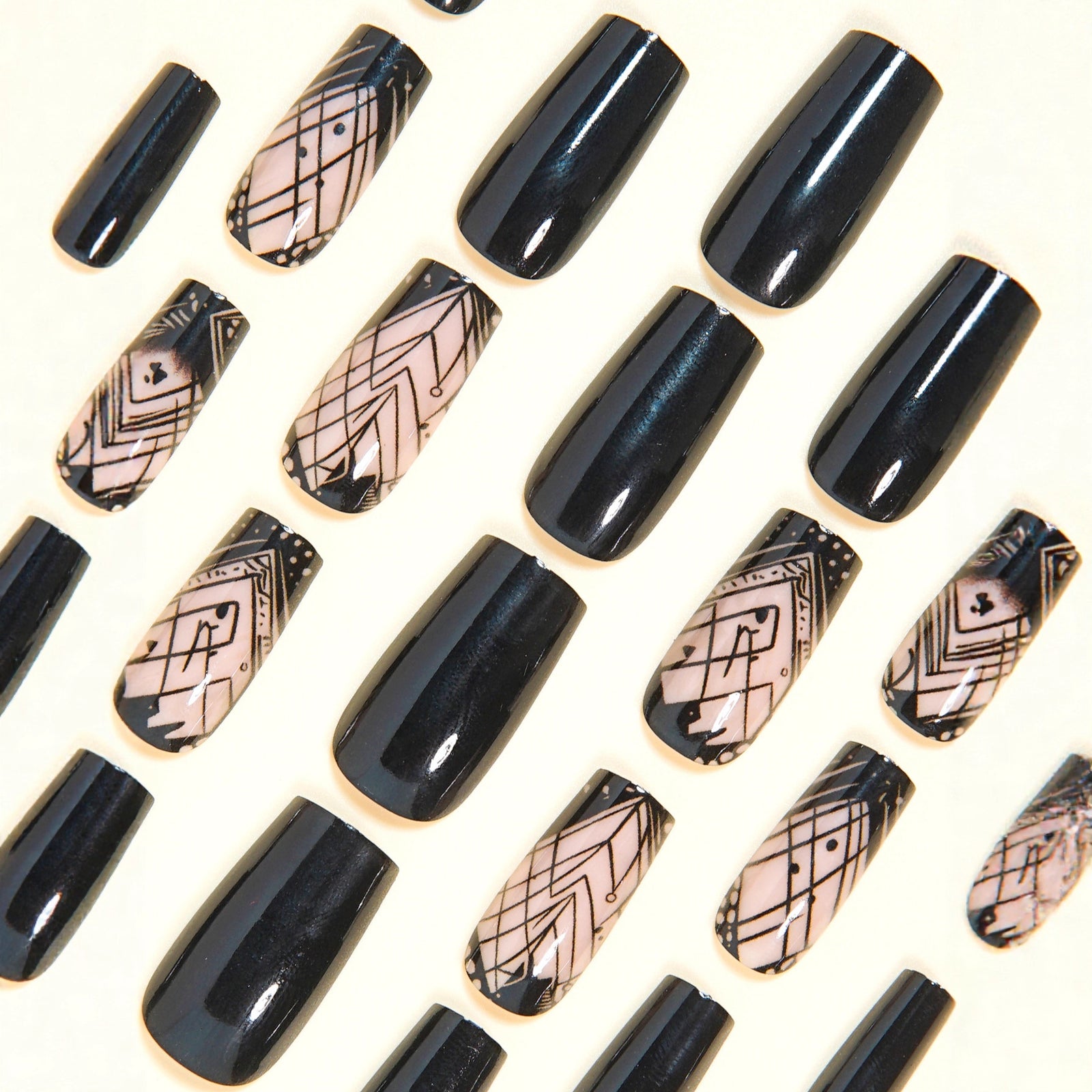 24pcs/Set Black Hollow Butterfly Wings Press-On Nails